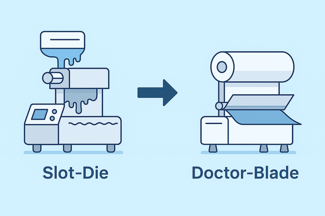 Doctor-blade coater applying a uniform wet film for ODF manufacturing